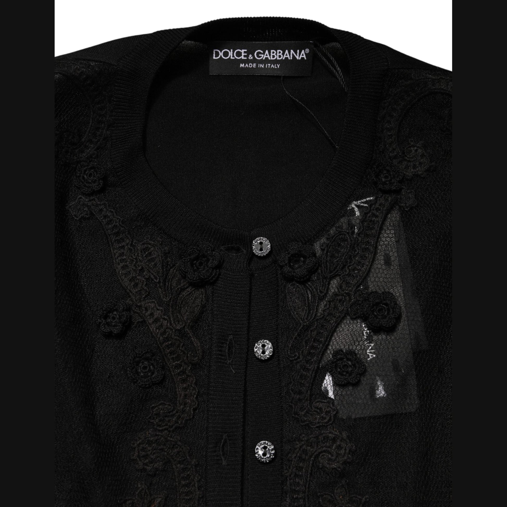 Dolce & Gabbana Black Sheer Button Down Cardigan Sweater Dolce & Gabbana