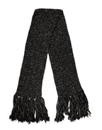 Dolce & Gabbana Black Wool Fringes Neck Wrap Foulard Scarf - Eljoys Fashion 