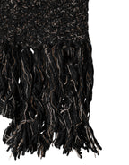 Dolce & Gabbana Black Wool Fringes Neck Wrap Foulard Scarf - Eljoys Fashion 
