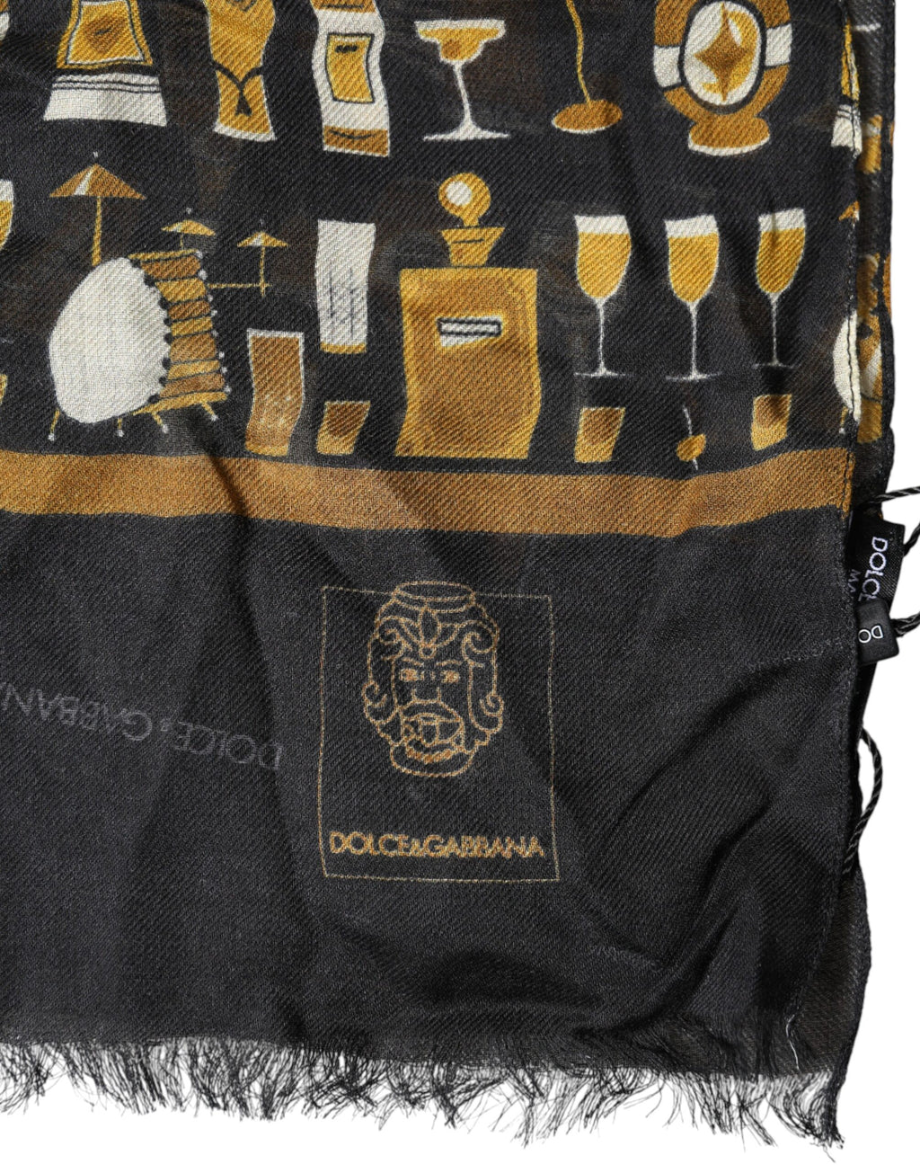 Dolce & Gabbana Black Jazz Club Print Neck Wrap Shawl Scarf - Eljoys Fashion 