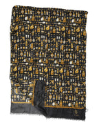 Dolce & Gabbana Black Jazz Club Print Neck Wrap Shawl Scarf - Eljoys Fashion 