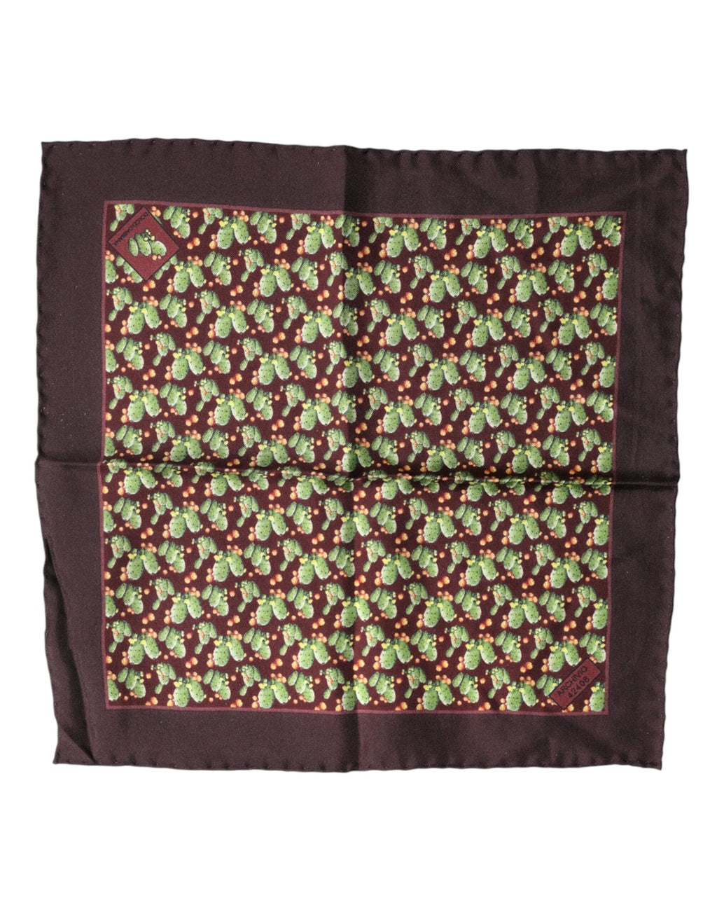 Dolce & Gabbana Brown Cactus Print Square Handkerchief Scarf - Eljoys Fashion 