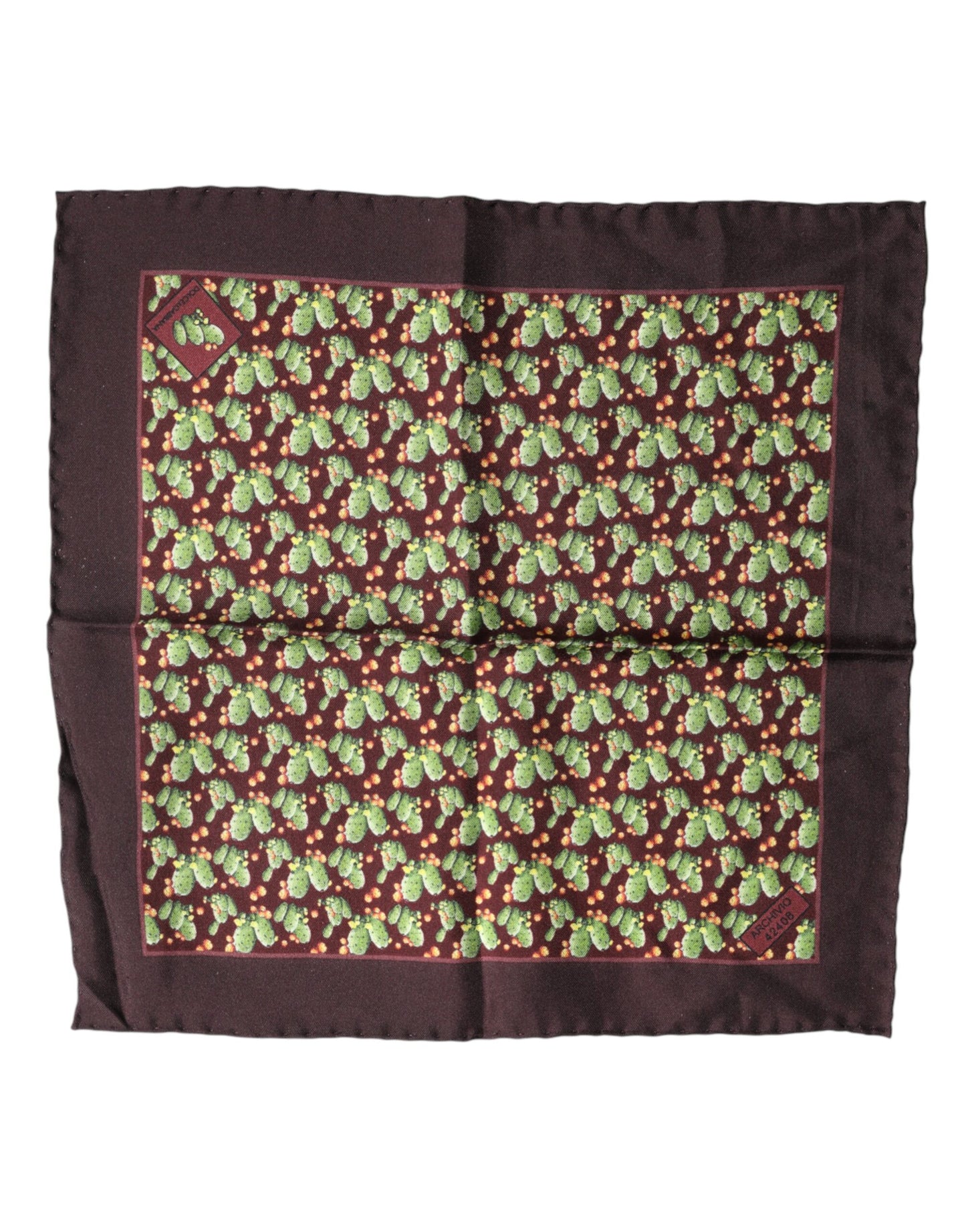 Dolce & Gabbana Brown Cactus Print Square Handkerchief Scarf Dolce & Gabbana