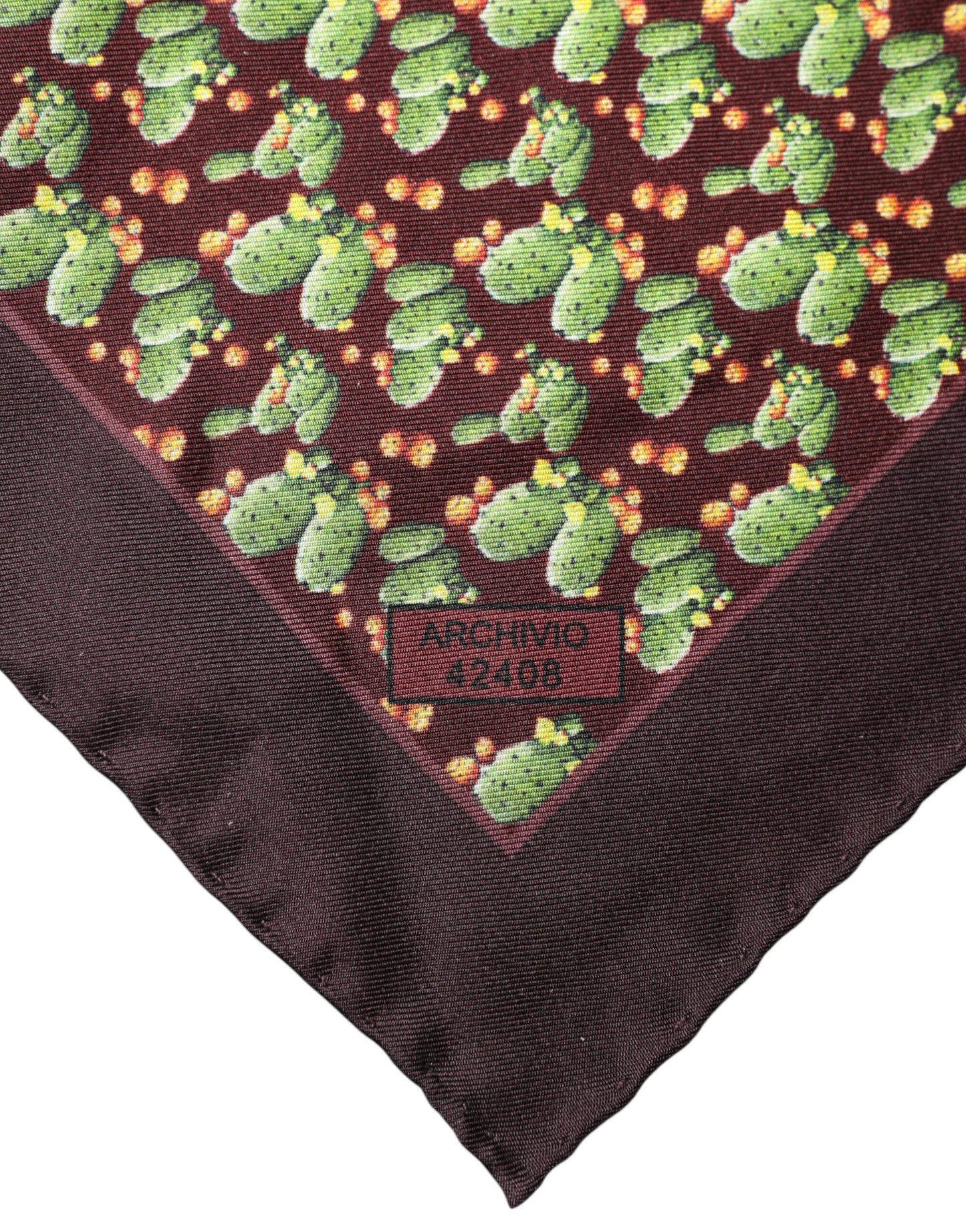 Dolce & Gabbana Brown Cactus Print Square Handkerchief Scarf Dolce & Gabbana