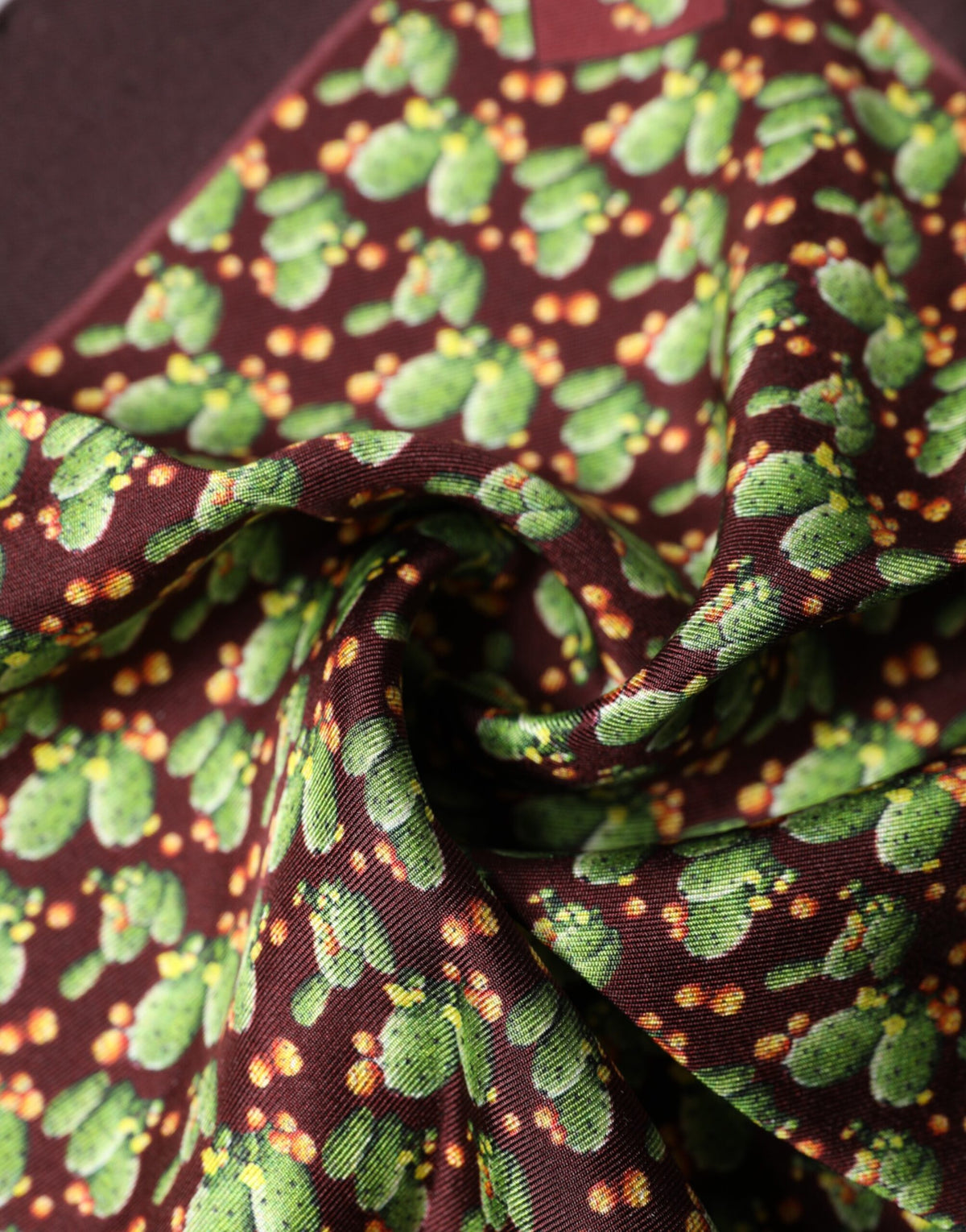 Dolce & Gabbana Brown Cactus Print Square Handkerchief Scarf - Eljoys Fashion 