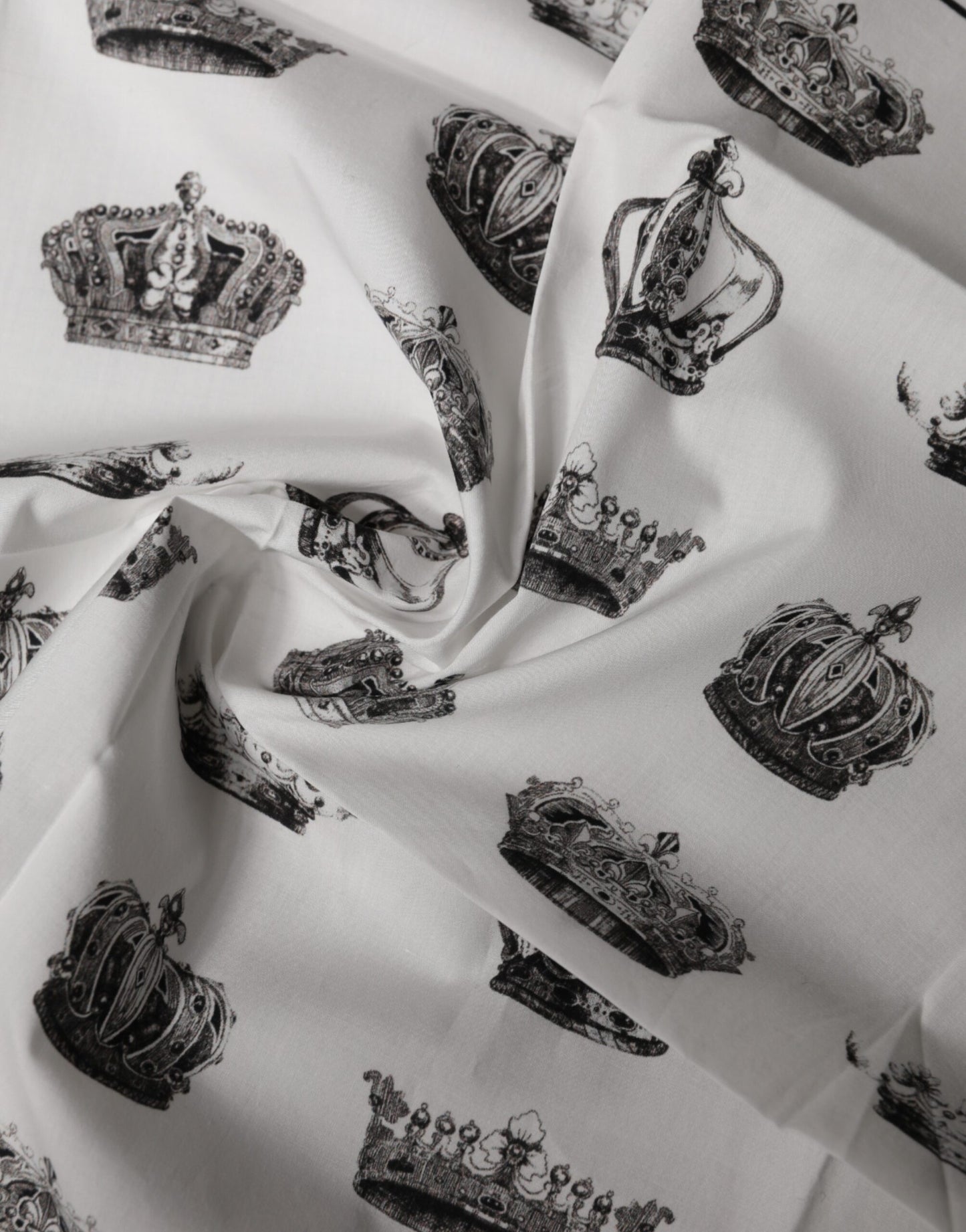 Dolce & Gabbana White Crown Cotton Square Foulard Scarf Dolce & Gabbana