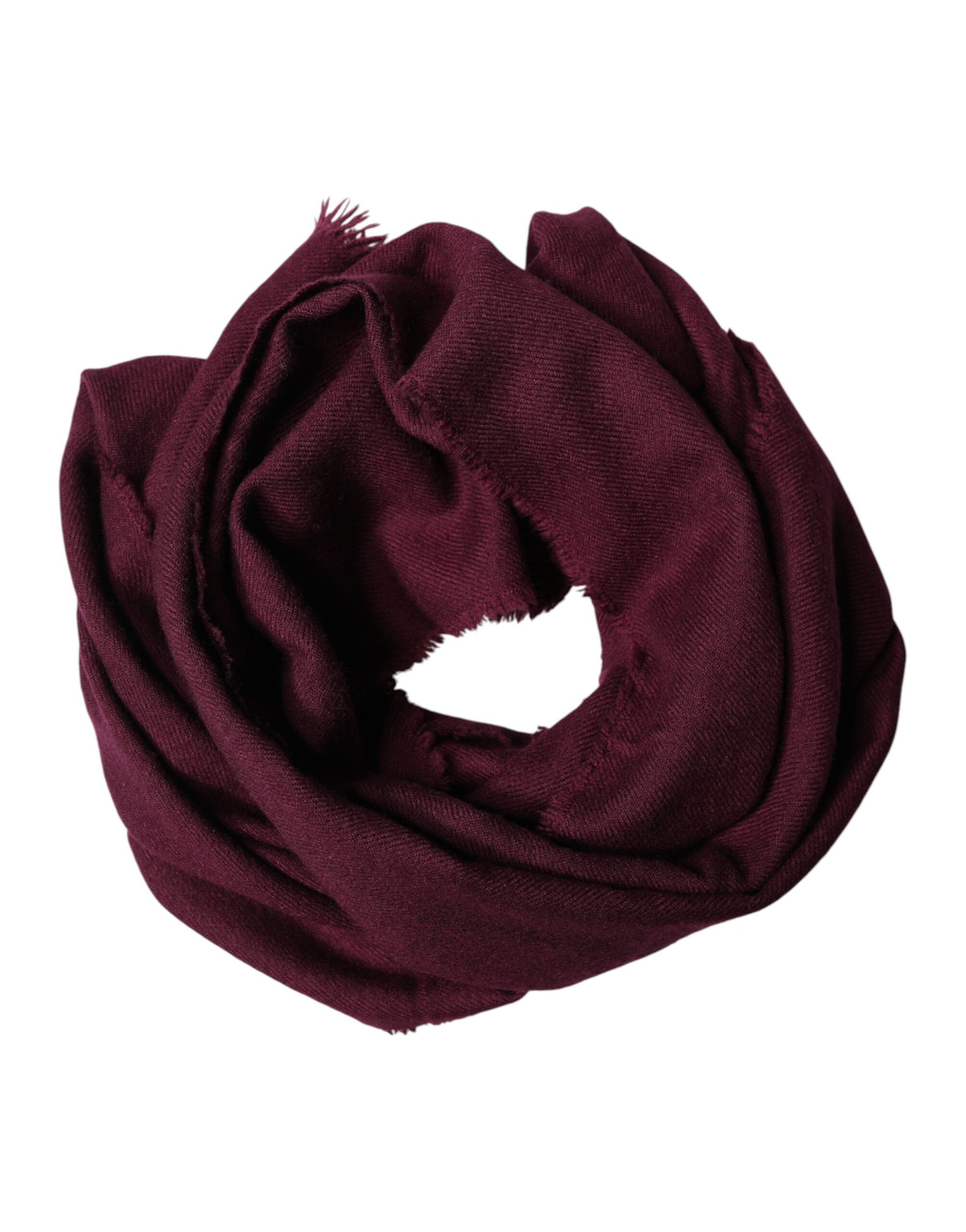Dolce & Gabbana Maroon Cashmere Fringes Neck Wrap Shawl Scarf Dolce & Gabbana