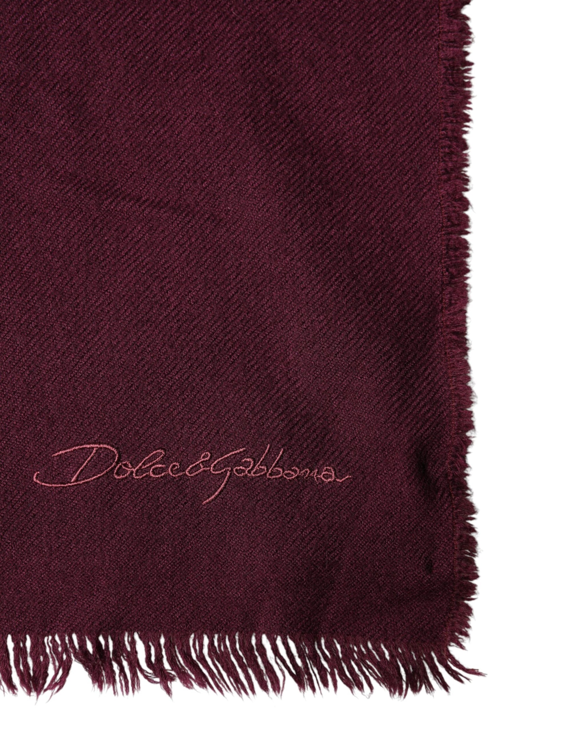 Dolce & Gabbana Maroon Cashmere Fringes Neck Wrap Shawl Scarf Dolce & Gabbana