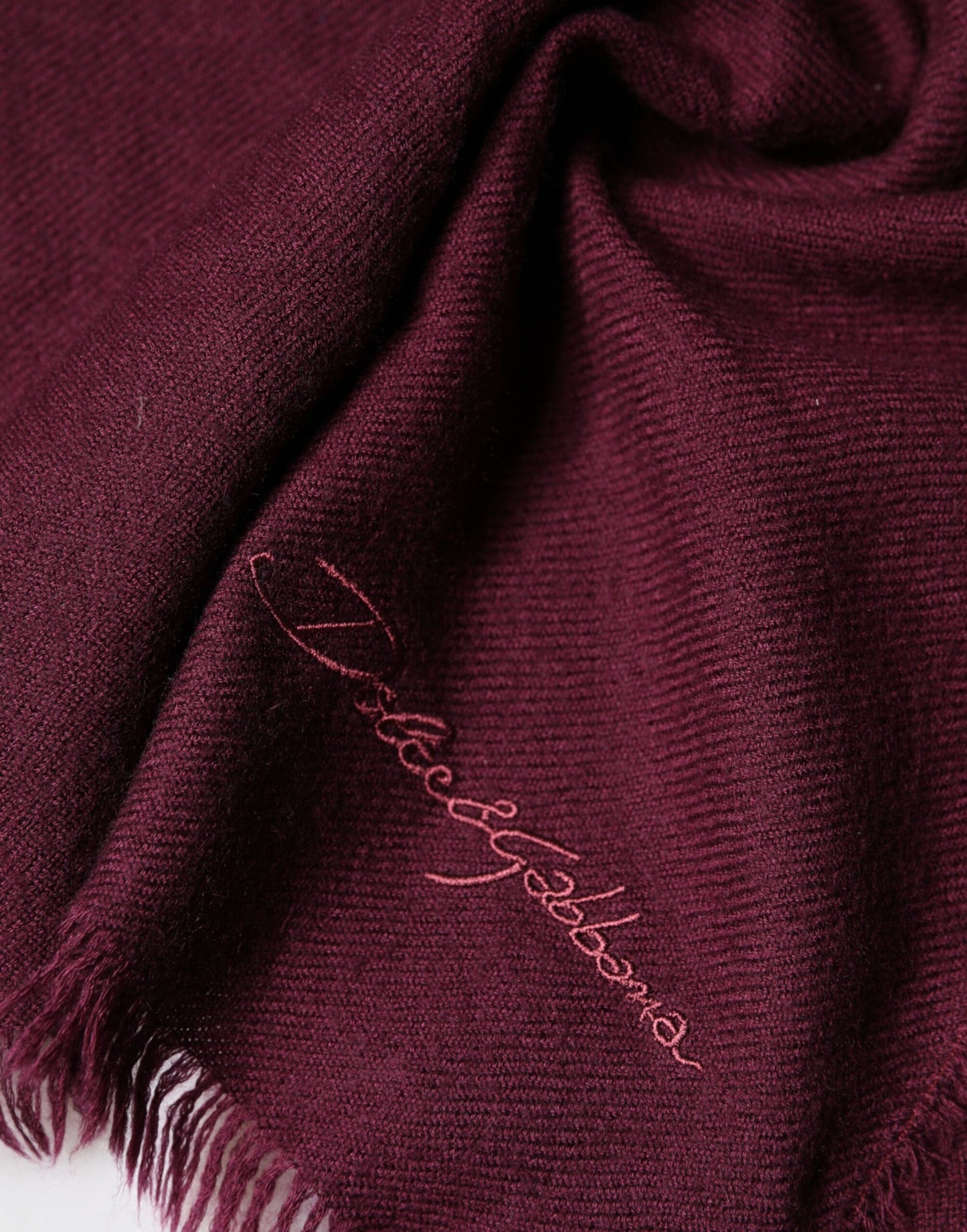 Dolce & Gabbana Maroon Cashmere Fringes Neck Wrap Shawl Scarf Dolce & Gabbana
