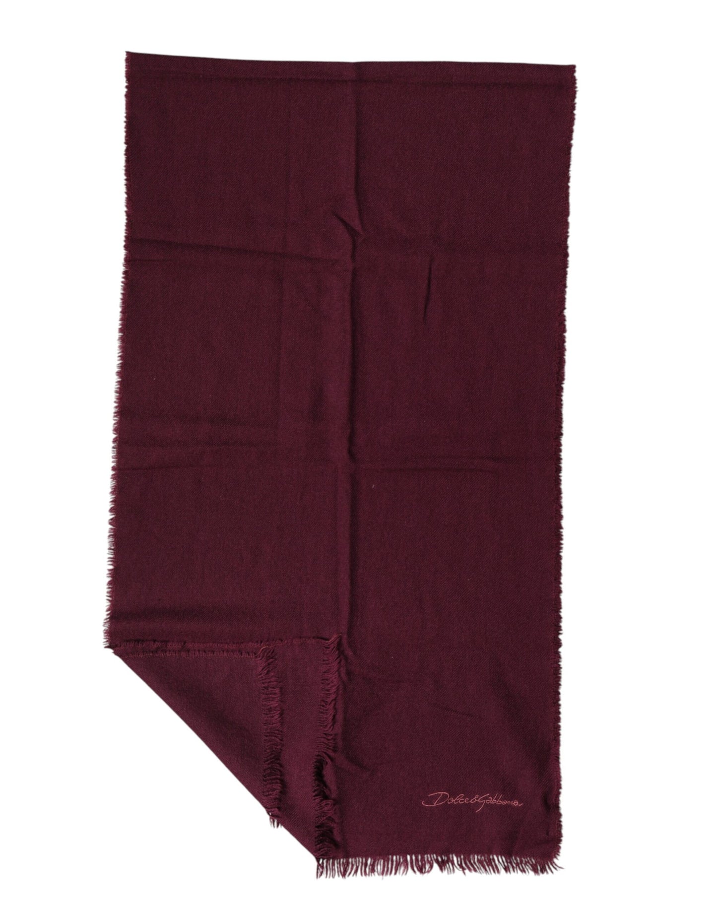 Dolce & Gabbana Maroon Cashmere Fringes Neck Wrap Shawl Scarf Dolce & Gabbana