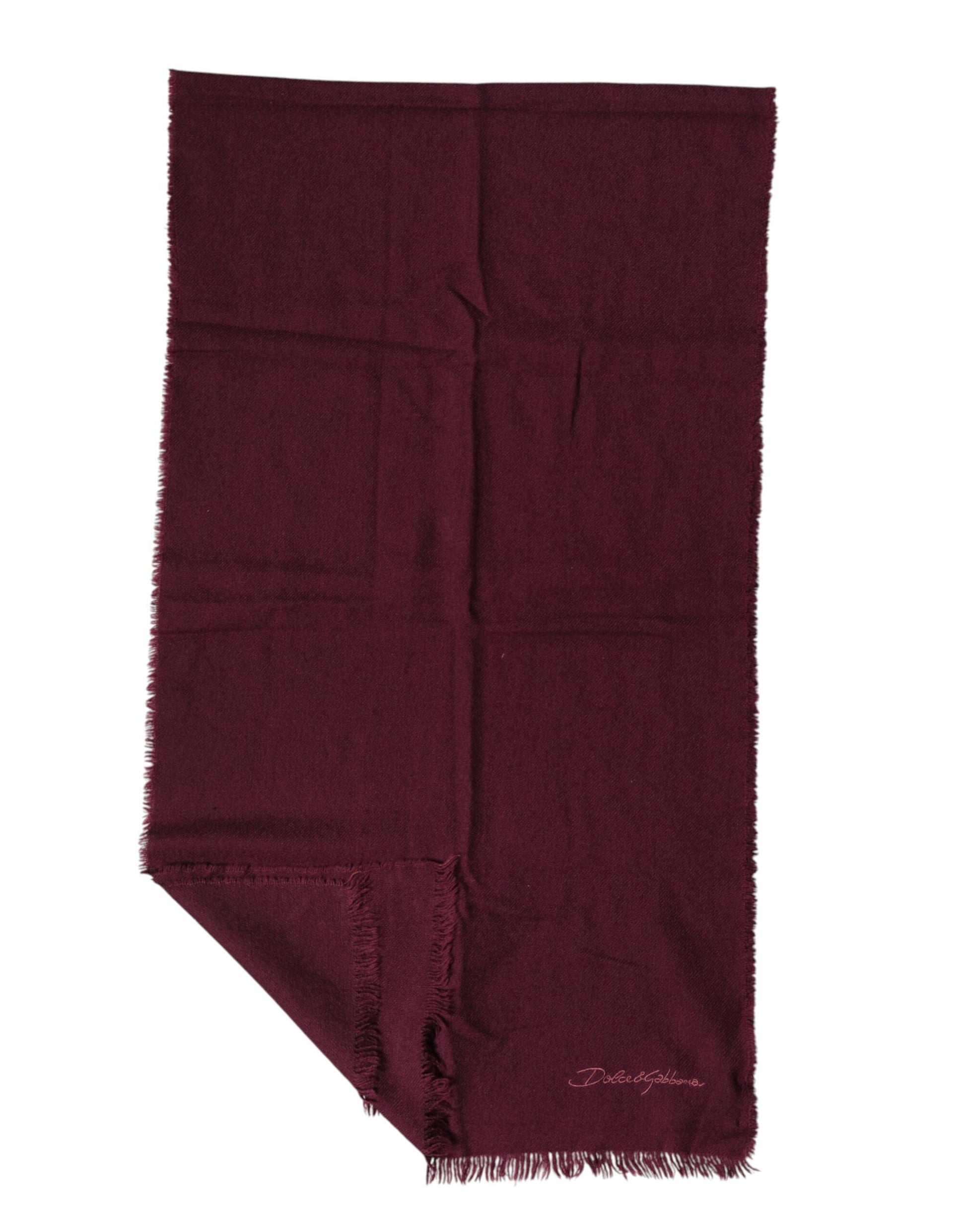 Dolce & Gabbana Maroon Cashmere Fringes Neck Wrap Shawl Scarf Dolce & Gabbana