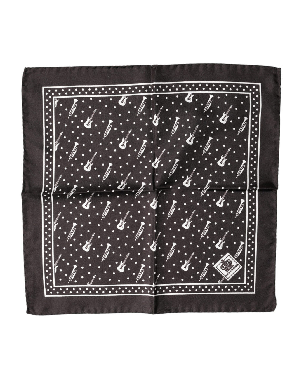 Dolce & Gabbana Black Guitar Trumpet Men Handkerchief Scarf - Eljoys Fashion 