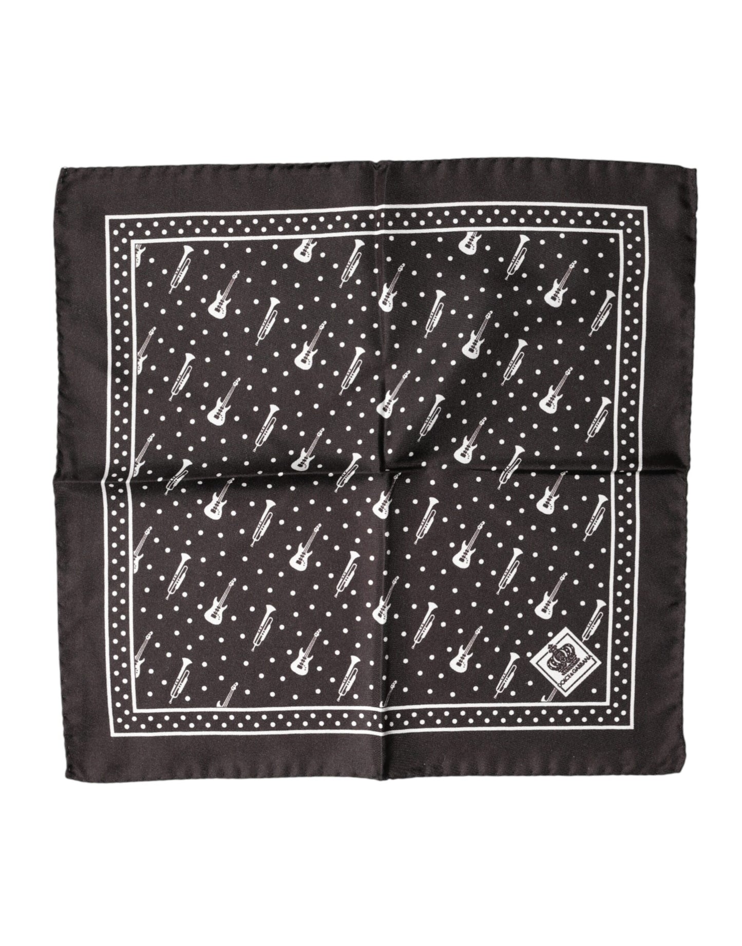 Dolce & Gabbana Black Guitar Trumpet Men Handkerchief Scarf Dolce & Gabbana
