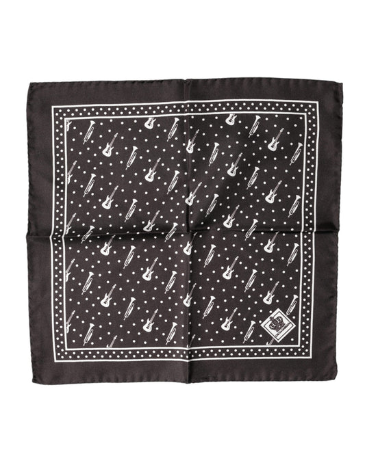 Dolce & Gabbana Black Guitar Trumpet Men Handkerchief Scarf Dolce & Gabbana