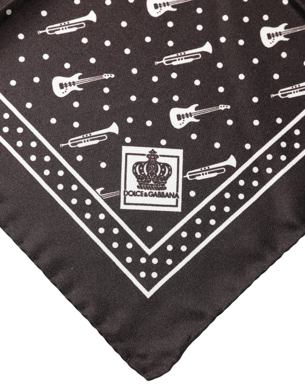 Dolce & Gabbana Black Guitar Trumpet Men Handkerchief Scarf - Eljoys Fashion 