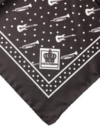 Dolce & Gabbana Black Guitar Trumpet Men Handkerchief Scarf - Eljoys Fashion 