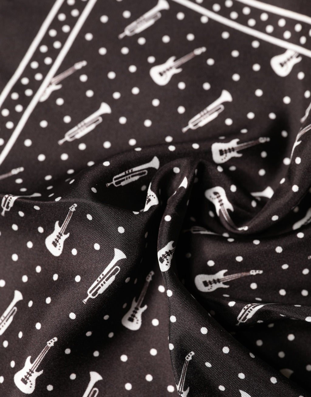 Dolce & Gabbana Black Guitar Trumpet Men Handkerchief Scarf - Eljoys Fashion 