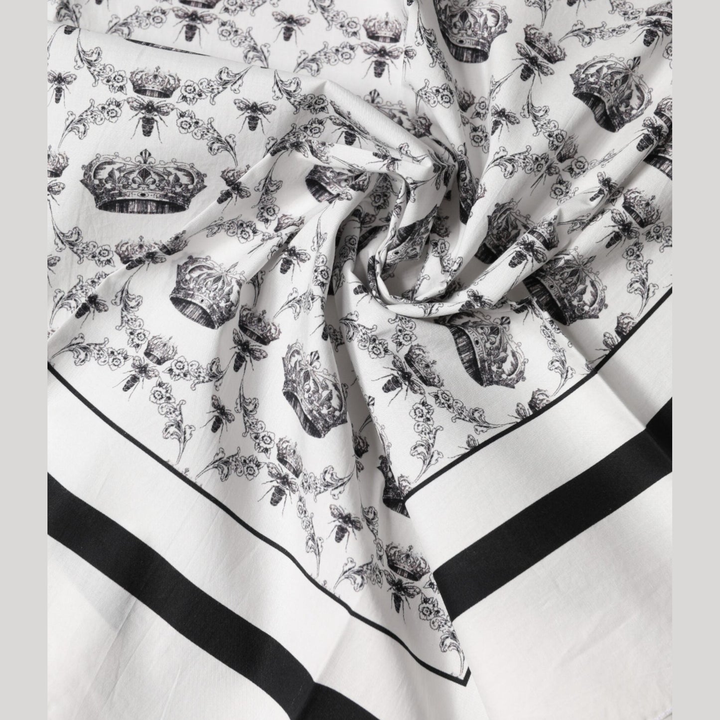 Dolce & Gabbana White Crown Cotton Men Square Foulard Scarf Dolce & Gabbana