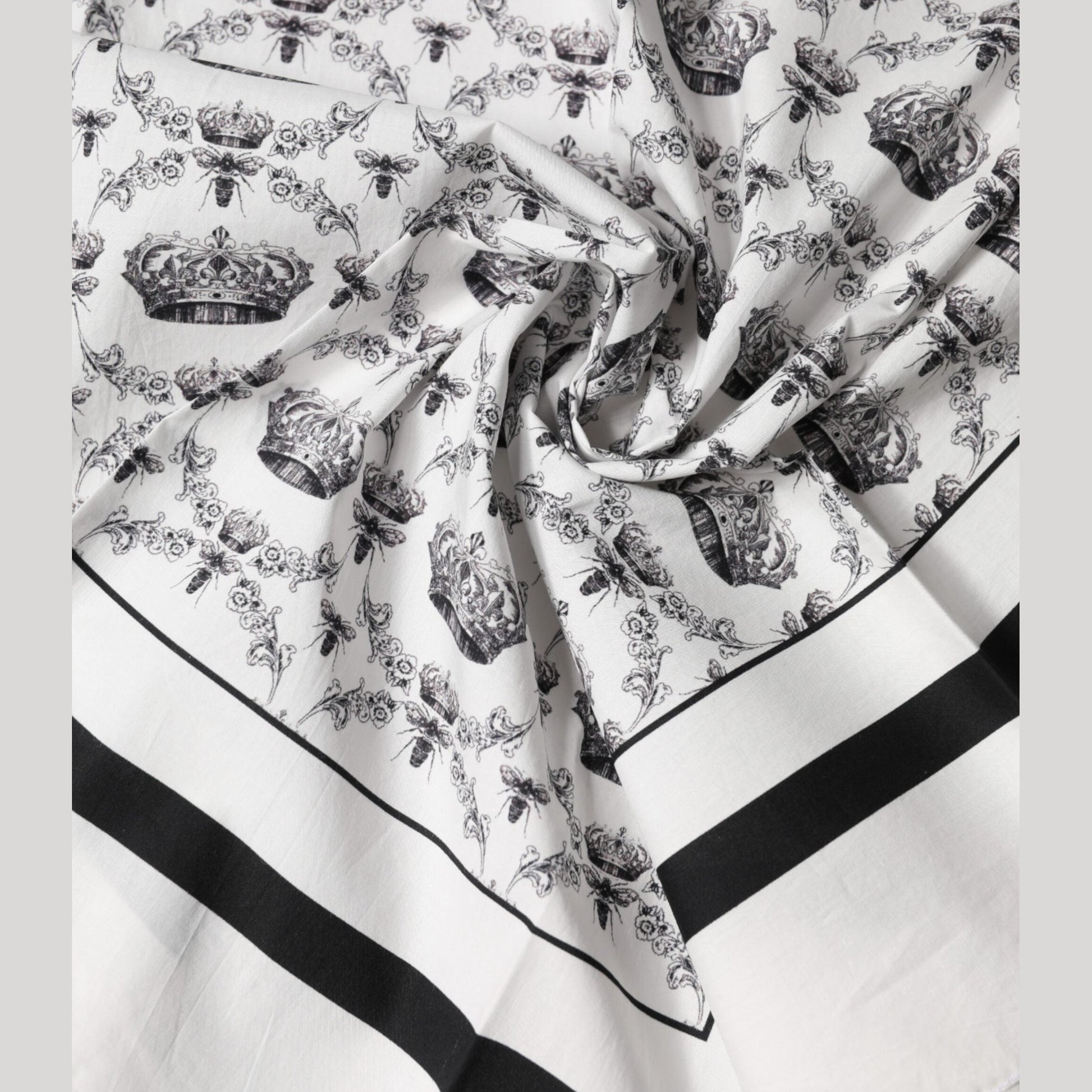 Dolce & Gabbana White Crown Cotton Men Square Foulard Scarf Dolce & Gabbana