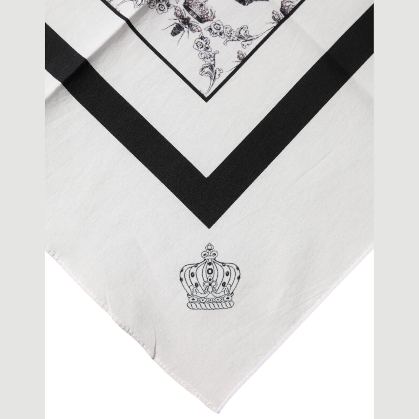 Dolce & Gabbana White Crown Cotton Men Square Foulard Scarf Dolce & Gabbana