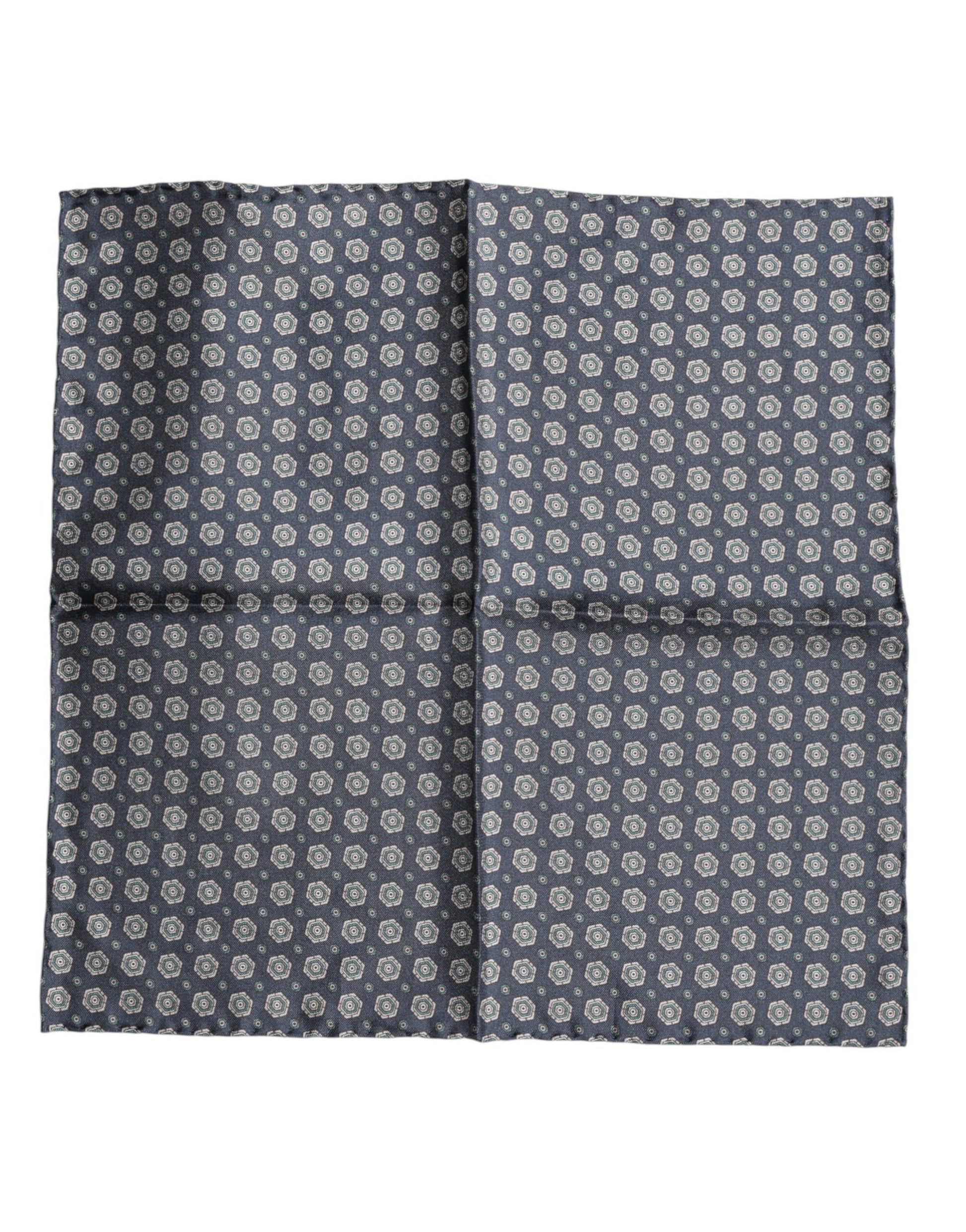Dolce & Gabbana Blue Patterned Silk Square Handkerchief Scarf Dolce & Gabbana