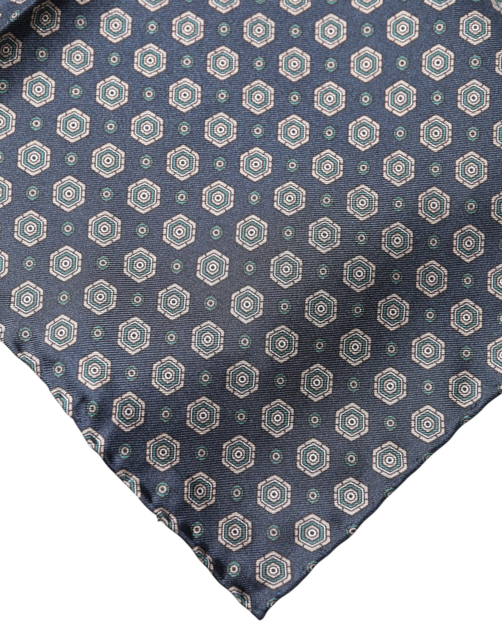 Dolce & Gabbana Blue Patterned Silk Square Handkerchief Scarf - Eljoys Fashion 