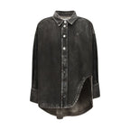 Black denim shirt by The Attico, featuring a classic button-up design with a tailored fit and stylish collar detail.