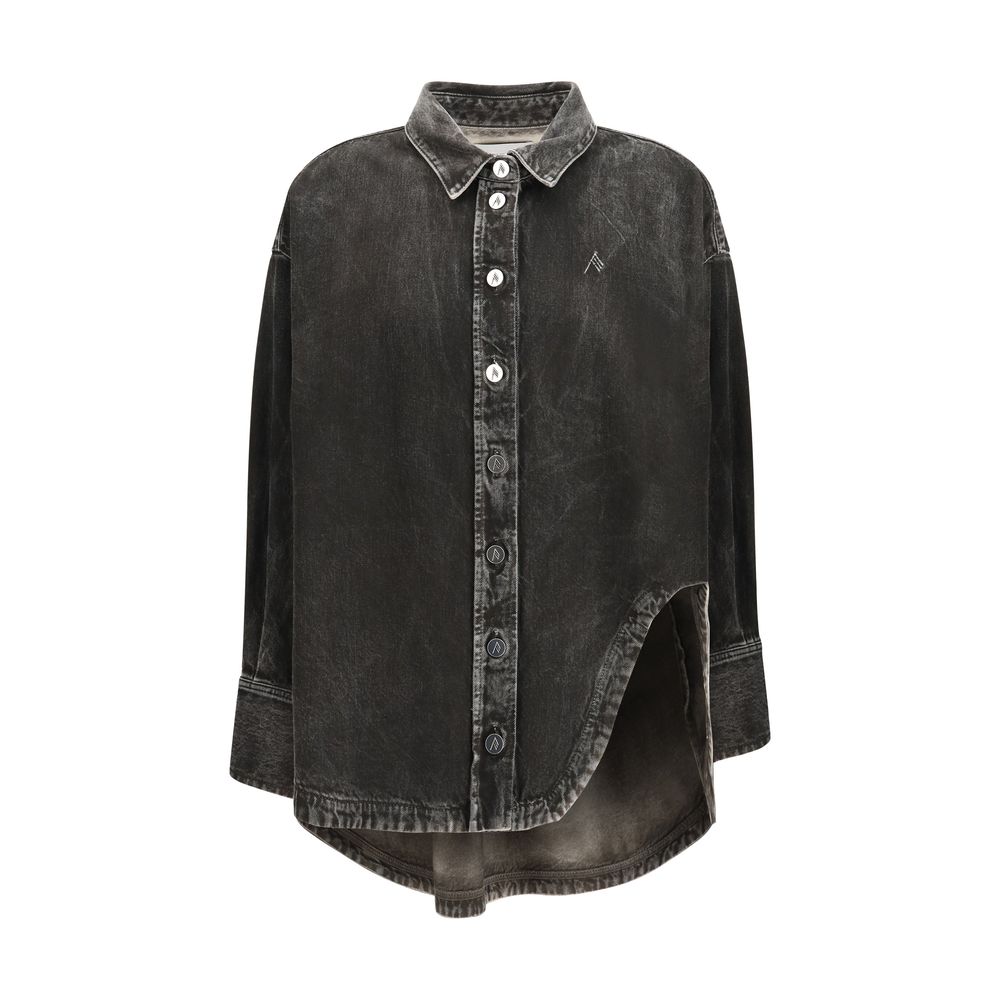 Black denim shirt by The Attico, featuring a classic button-up design with a tailored fit and stylish collar detail.