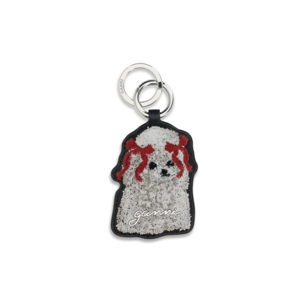 Ganni White Recycled Leather Keychain Ganni