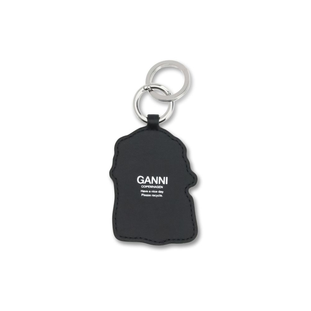 Ganni White Recycled Leather Keychain Ganni