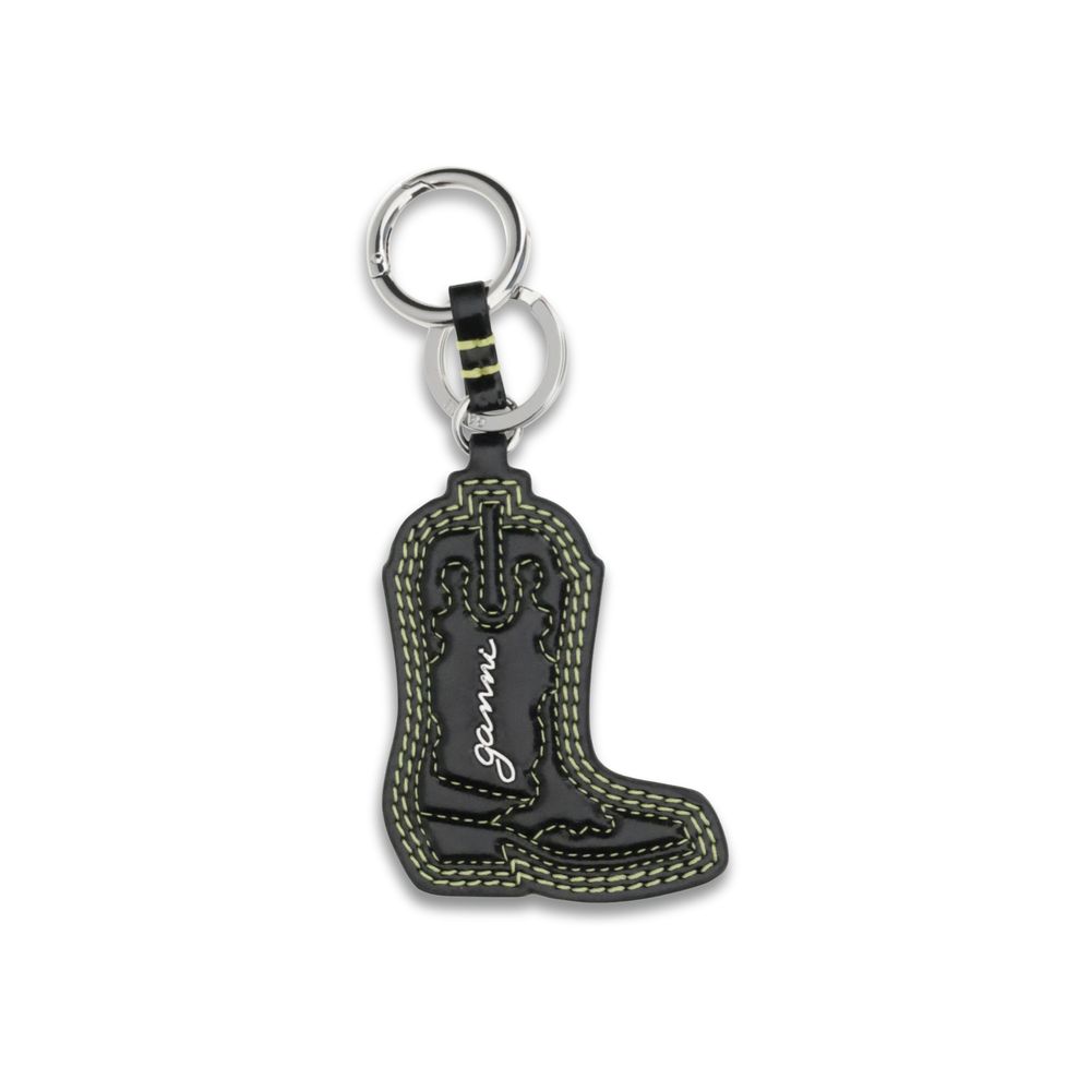 Ganni Black Recycled Leather Keychain Ganni