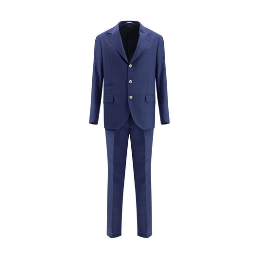Brunello Cucinelli Blue Fleece Wool Two-Piece Suit Brunello Cucinelli