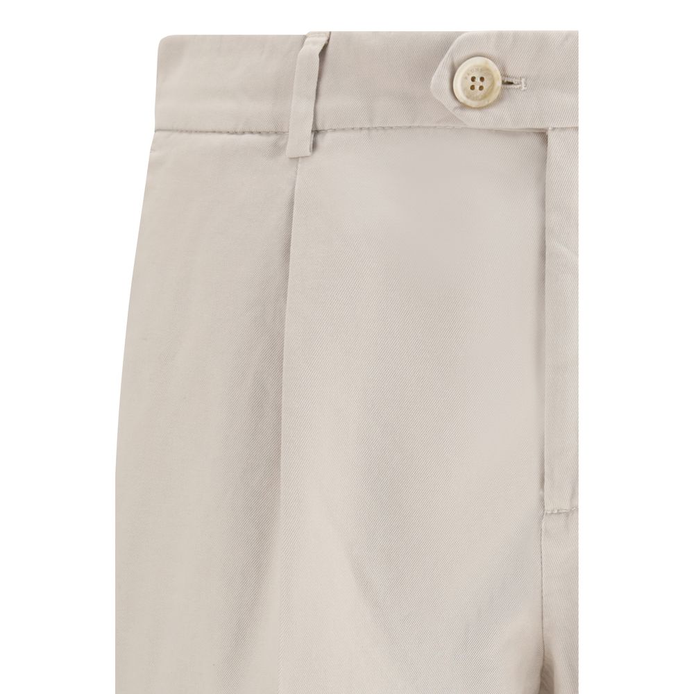 Brunello Cucinelli Cream Cotton Casual Pants Brunello Cucinelli