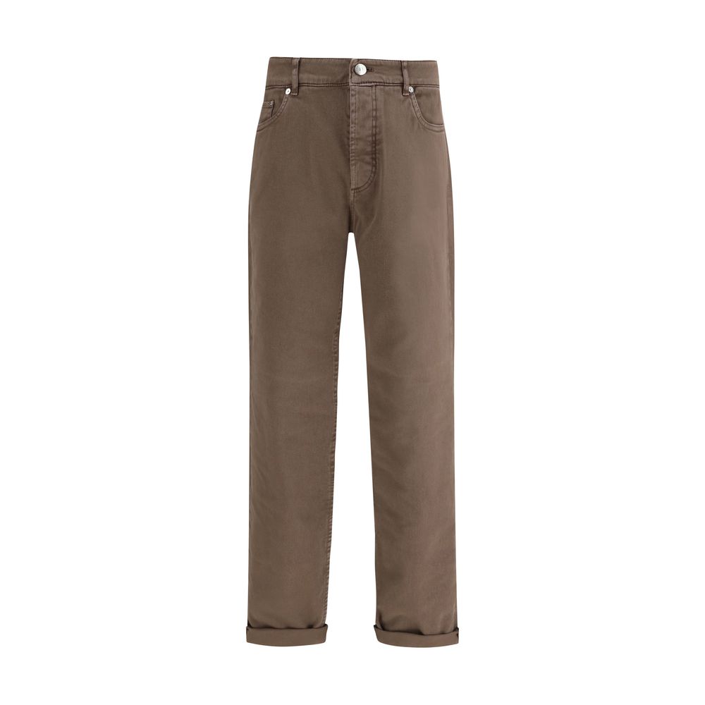 Brunello Cucinelli Brown Cotton Relaxed Fit Jeans Brunello Cucinelli