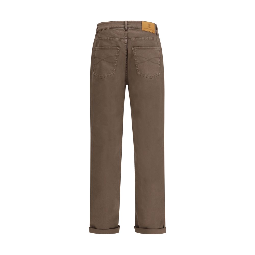Brunello Cucinelli Brown Cotton Relaxed Fit Jeans Brunello Cucinelli