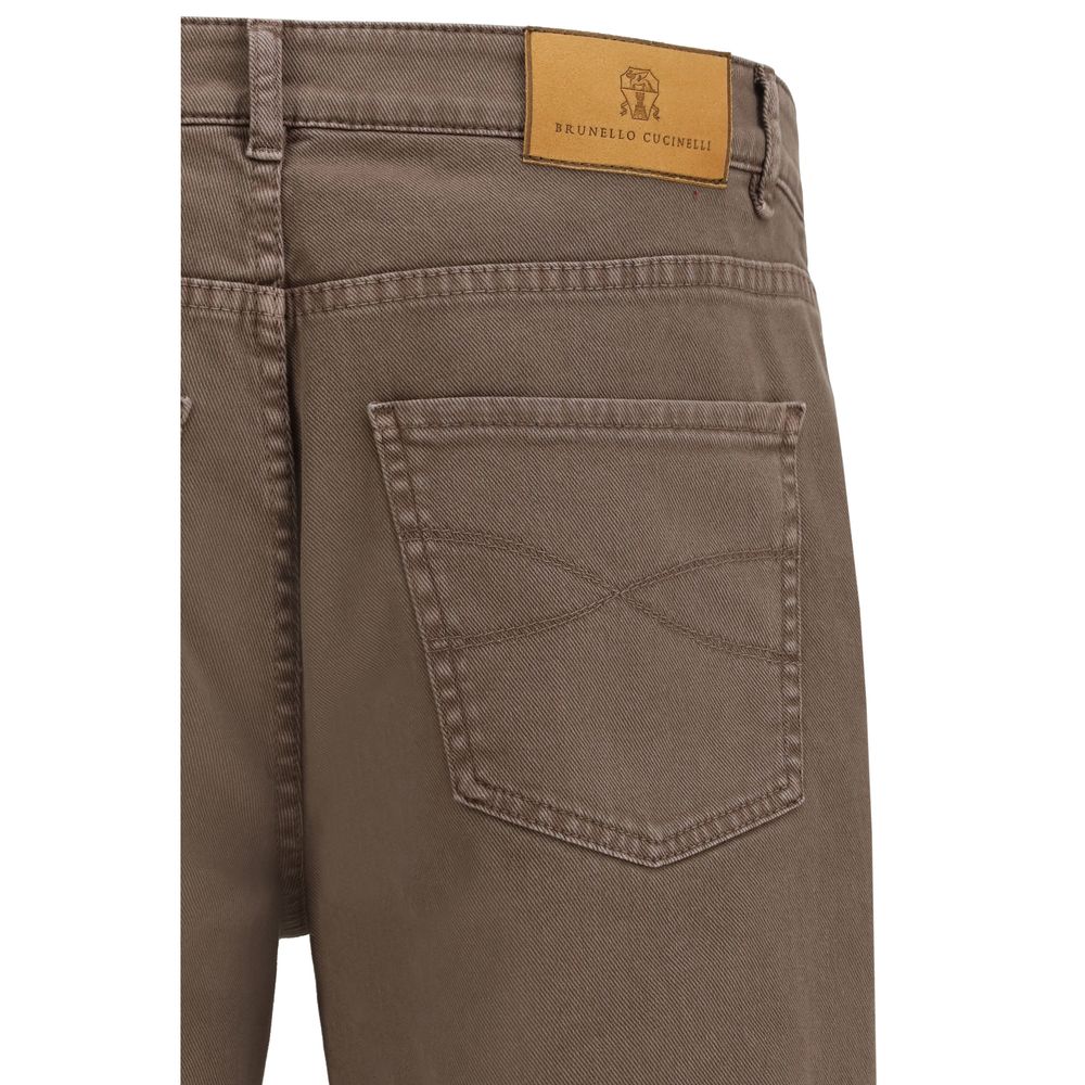 Brunello Cucinelli Brown Cotton Relaxed Fit Jeans Brunello Cucinelli