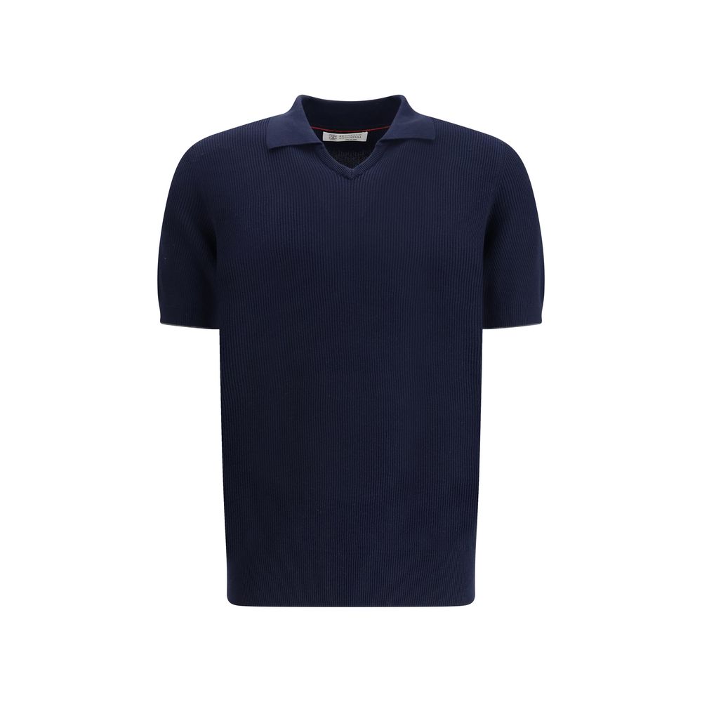 Brunello Cucinelli Blue Cotton Polo Shirt Brunello Cucinelli
