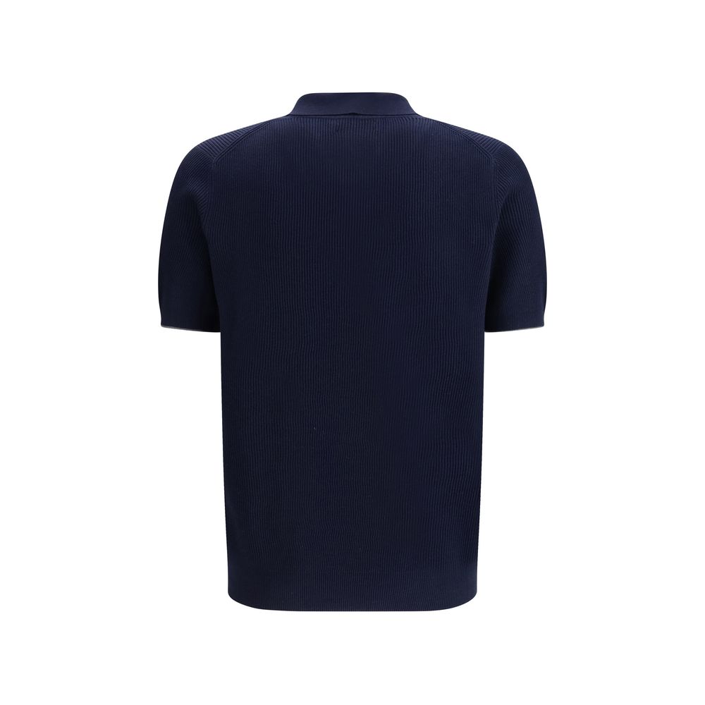 Brunello Cucinelli Blue Cotton Polo Shirt Brunello Cucinelli