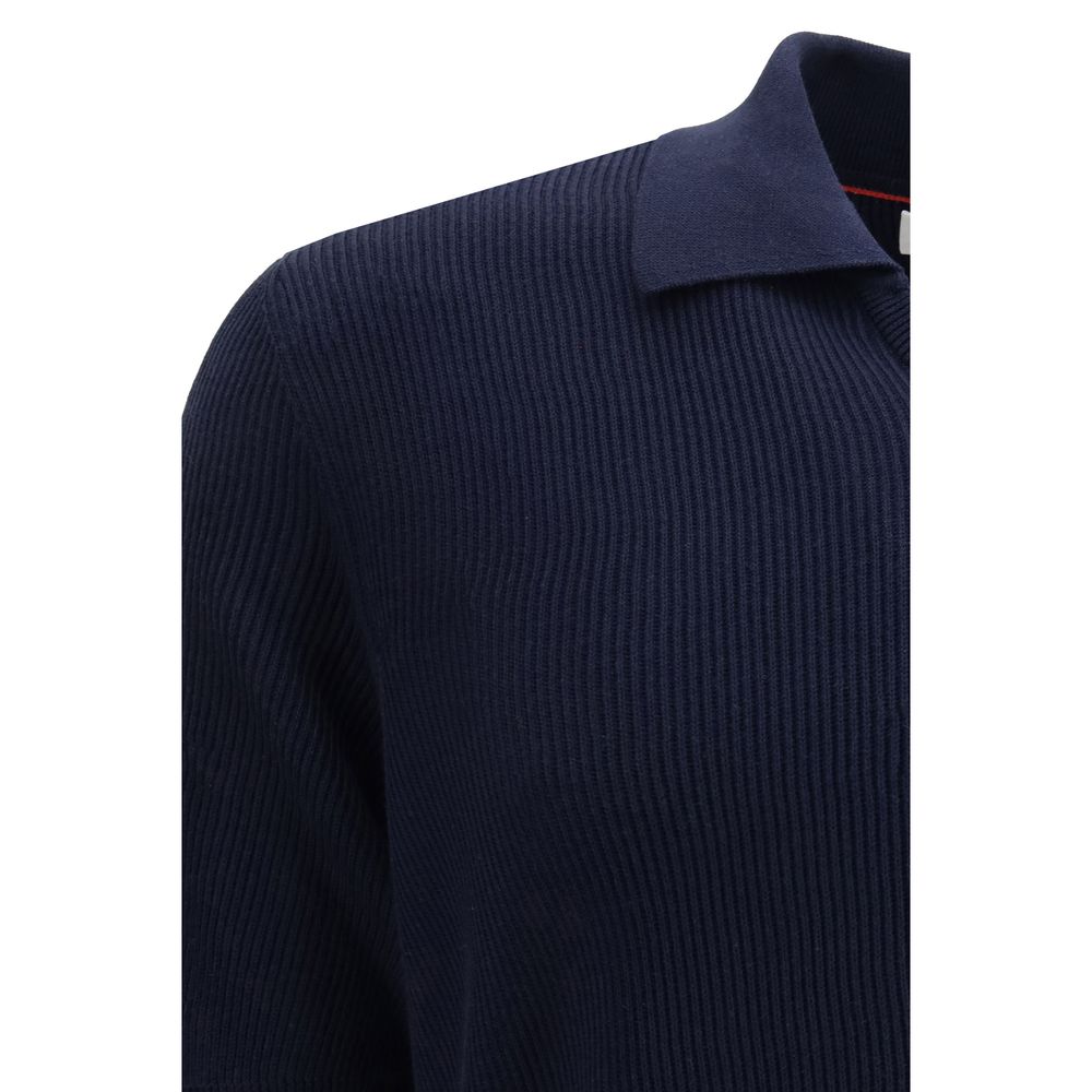 Brunello Cucinelli Blue Cotton Polo Shirt Brunello Cucinelli