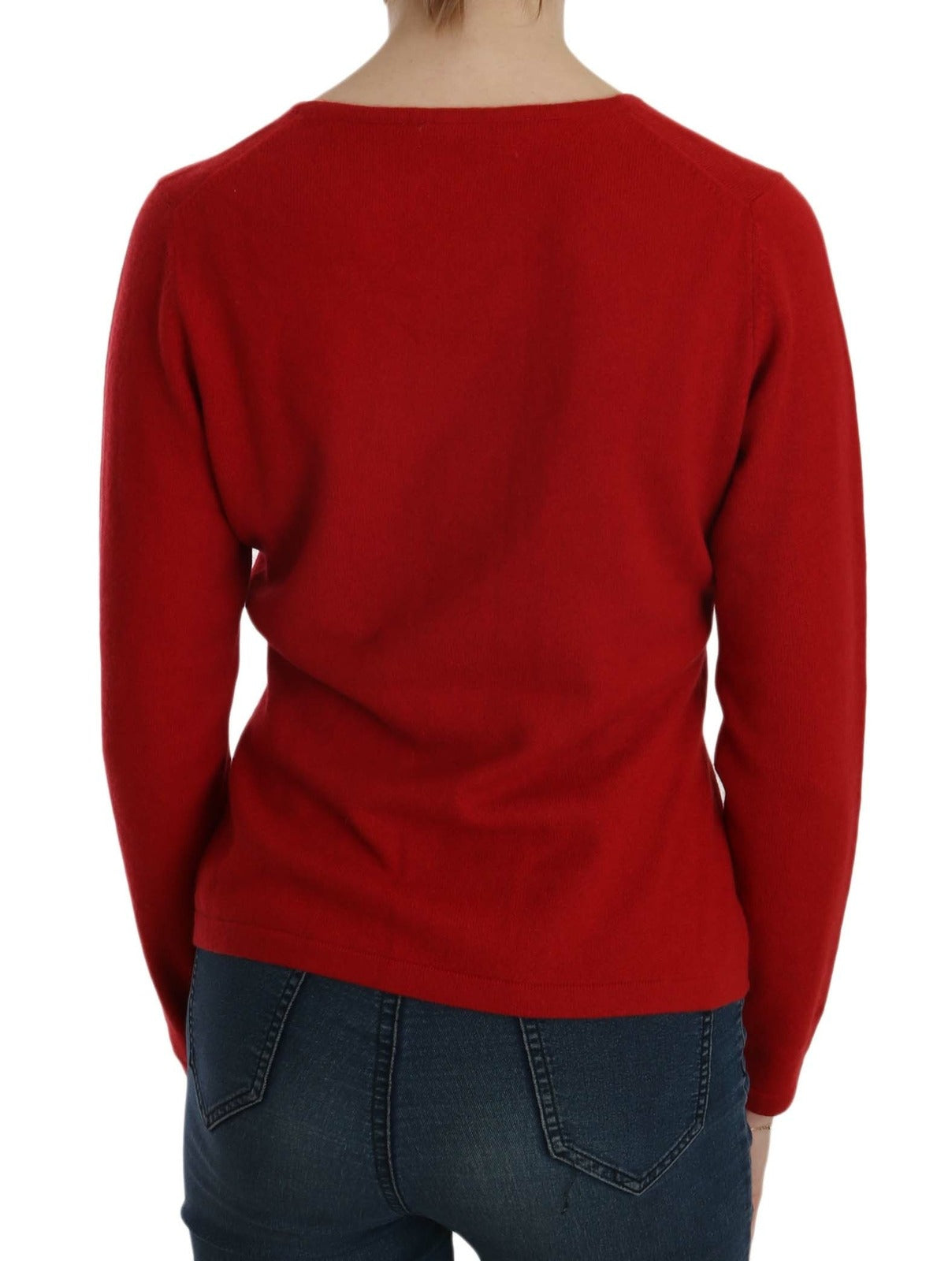 MILA SCHÖN Cashmere Red Round Neck Pullover Top Sweater MILA SCHÖN