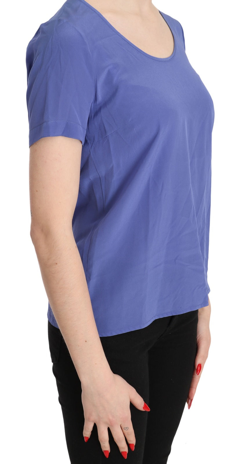 Patrizia Pepe Silk Purple Short Sleeve Casual Top Blouse Patrizia Pepe