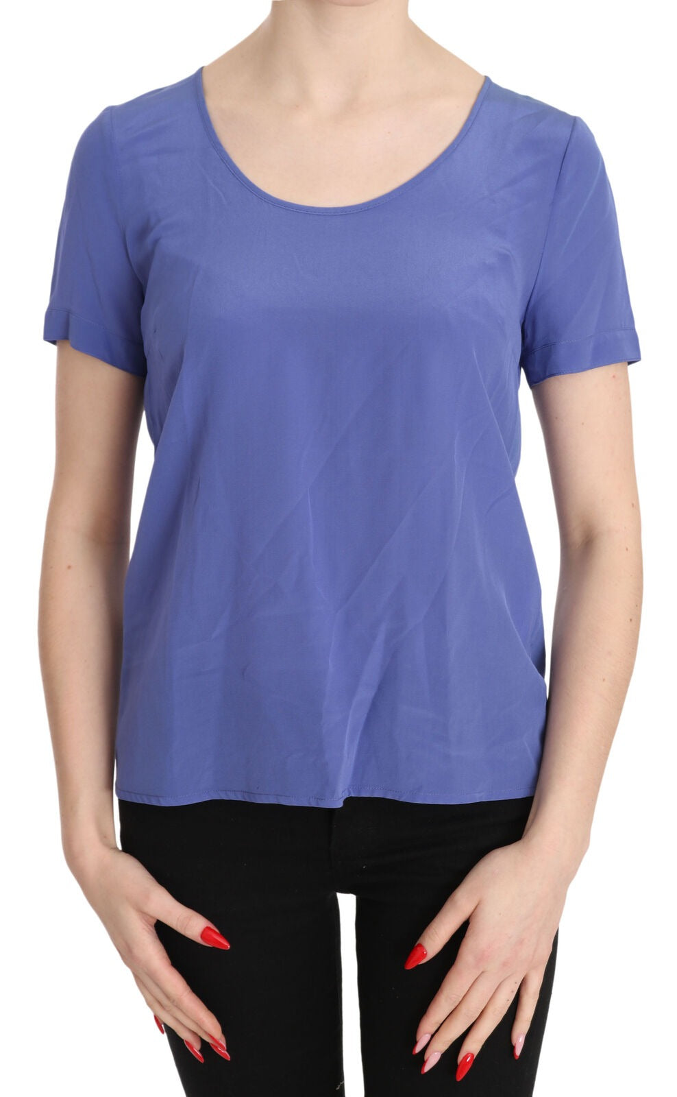 Patrizia Pepe Silk Purple Short Sleeve Casual Top Blouse Patrizia Pepe