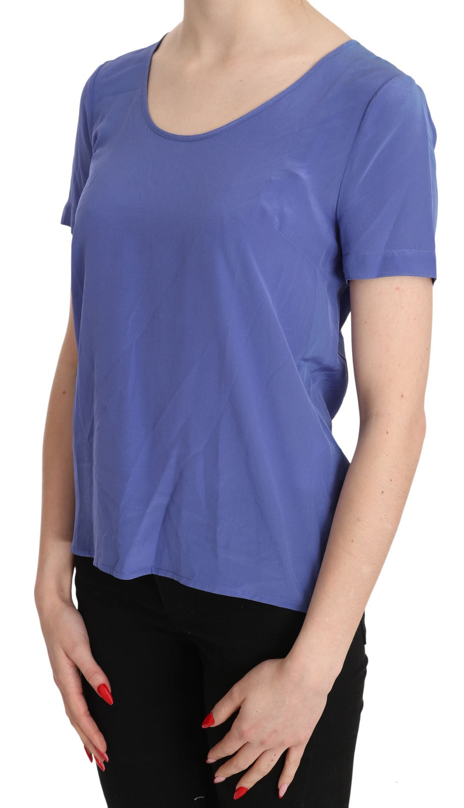 Patrizia Pepe Silk Purple Short Sleeve Casual Top Blouse Patrizia Pepe