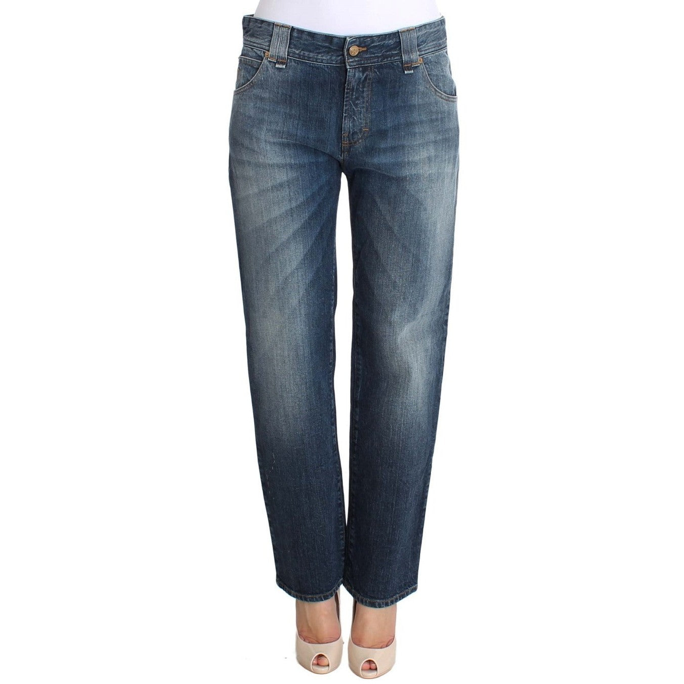 John Galliano Blue Wash Relaxed Fit Cotton Stretch Denim Jeans John Galliano