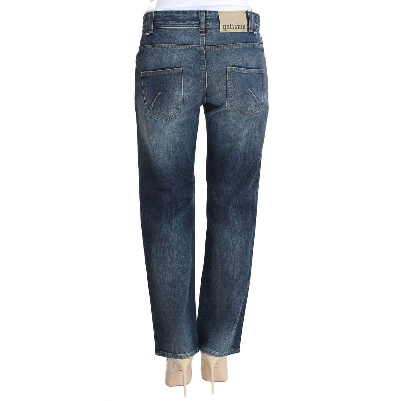 John Galliano Blue Wash Relaxed Fit Cotton Stretch Denim Jeans John Galliano