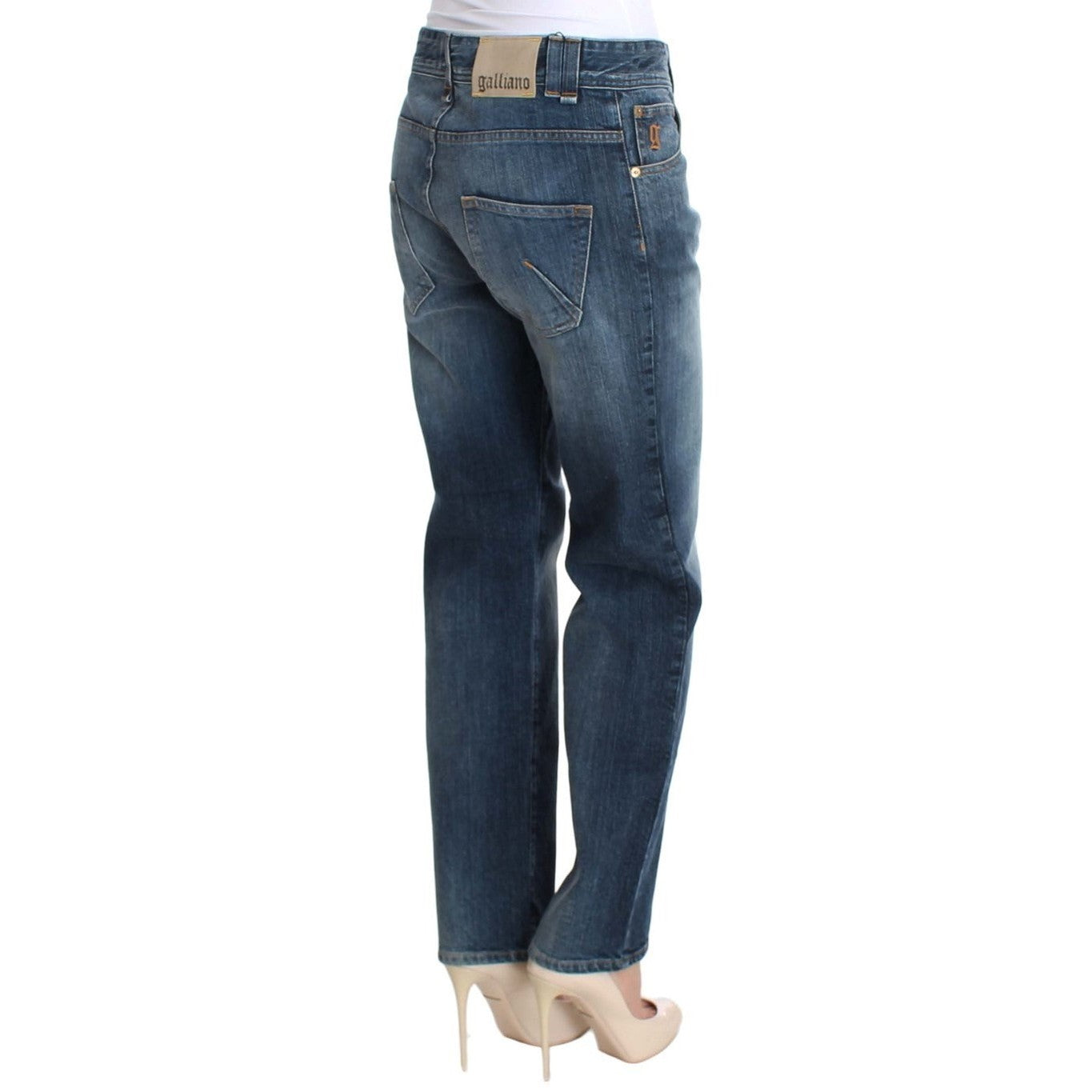 John Galliano Blue Wash Relaxed Fit Cotton Stretch Denim Jeans John Galliano