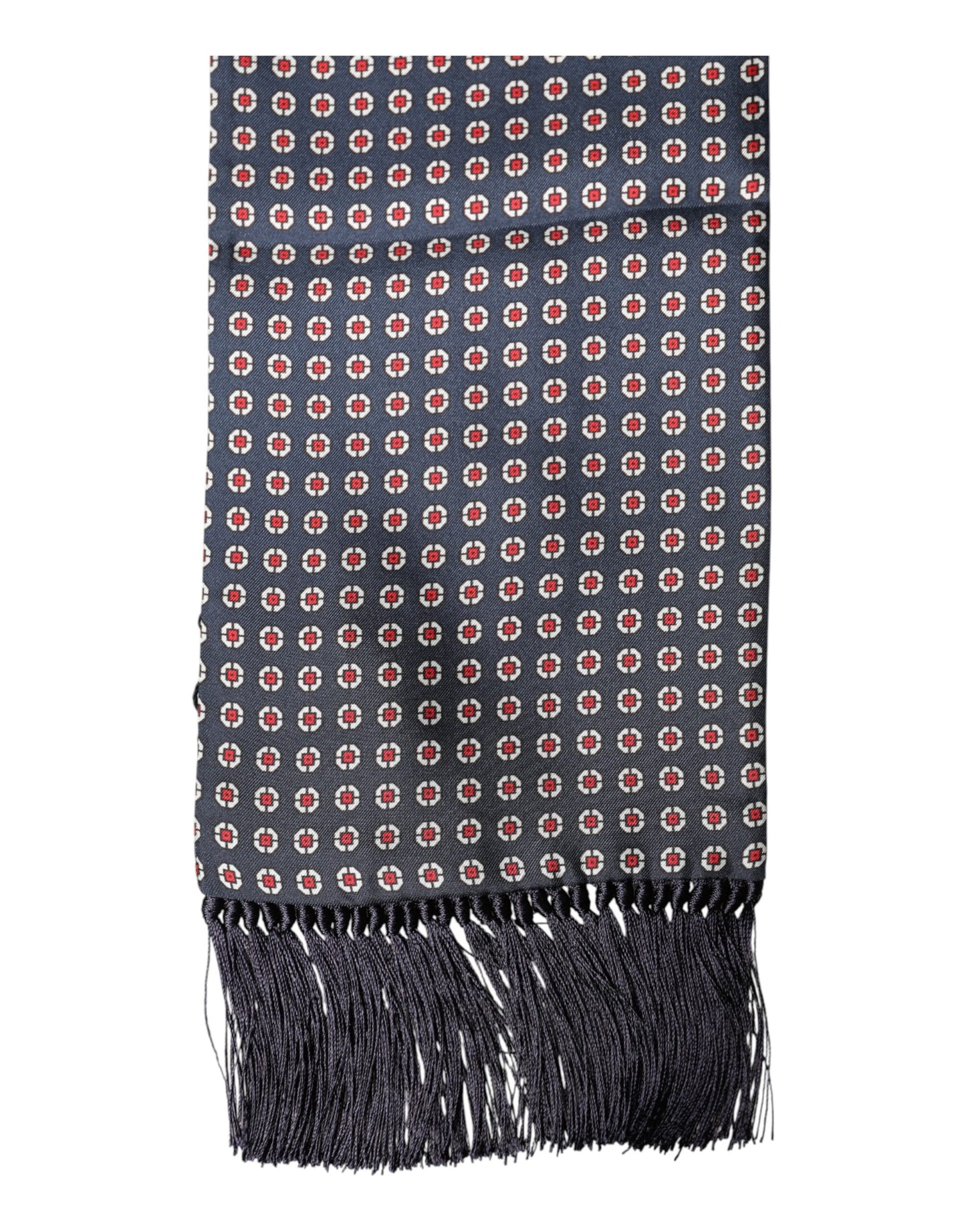 Dolce & Gabbana Black Patterned Fringes Neck Foulard Scarf Dolce & Gabbana
