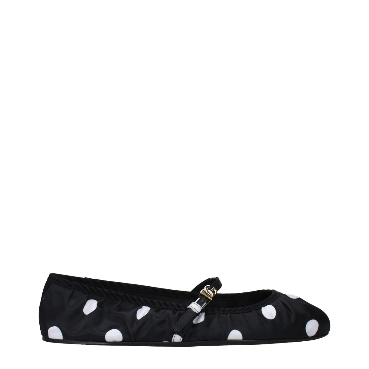Black fabric ballet flats by Dolce & Gabbana with rounded toes and elegant design, perfect for stylish everyday wear.