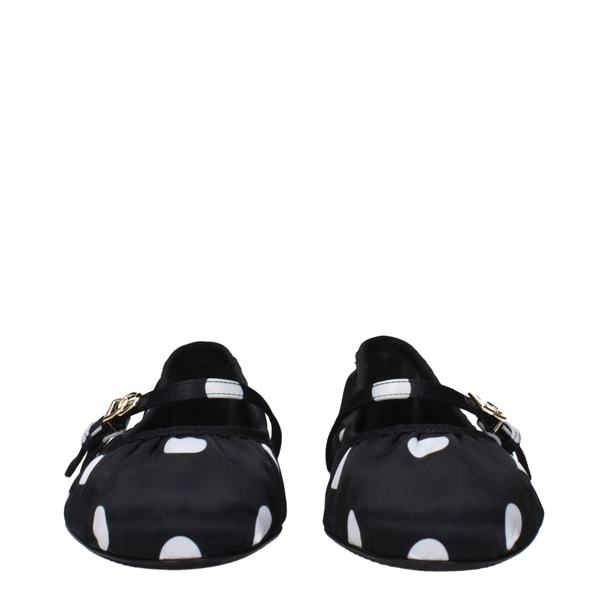 Dolce & Gabbana black fabric ballet flats with round toe and sleek design, perfect for casual or dressy wear.