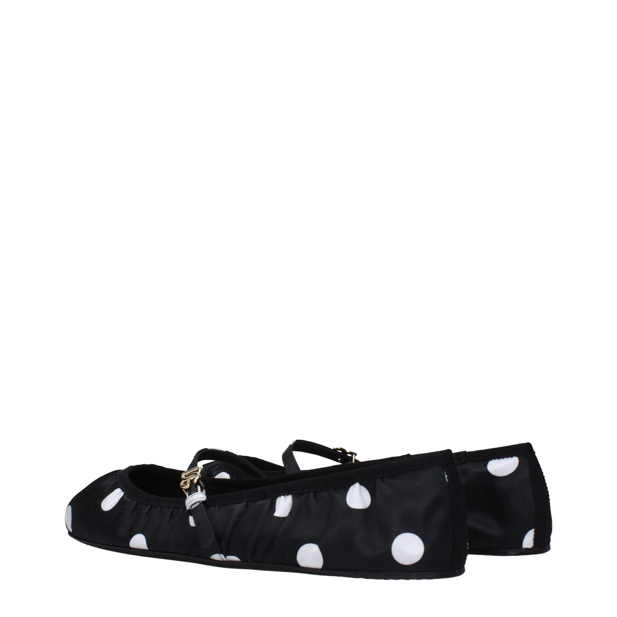Dolce & Gabbana black fabric ballet flats showing sleek design and rounded toe on a plain background.